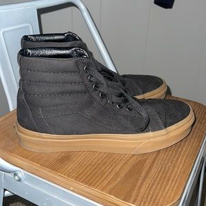 Vans Size 8 Black High Tops With Gum Sole